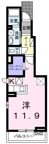 アルバータ(1K/1階)の間取り写真