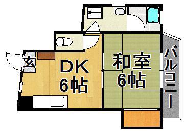 天神JOEビル(1DK/4階)の間取り写真