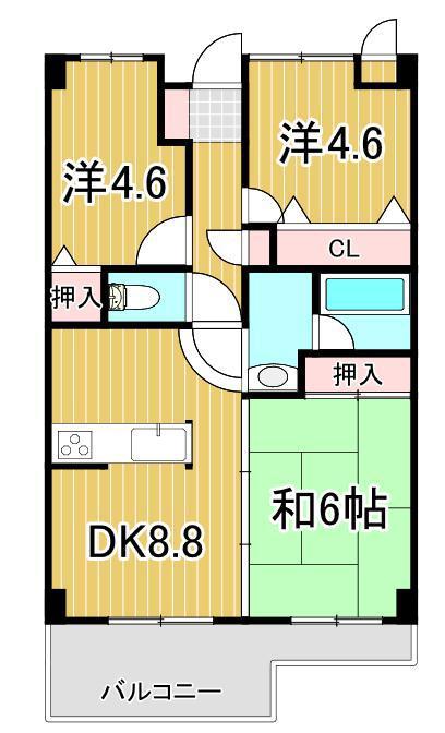 コスモファミリア(3DK/3階)の間取り写真