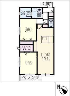LUXRES 向山テラス(2LDK/2階)の間取り写真