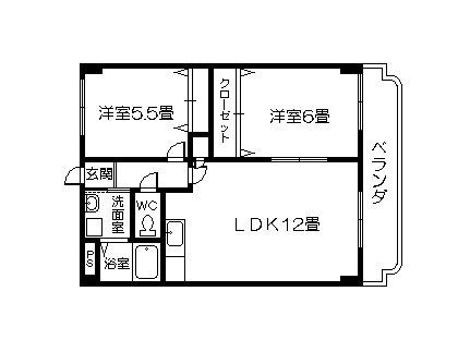 塩井川マンション(2LDK/3階)の間取り写真