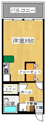 むべの実タウン(ワンルーム/1階)の間取り写真