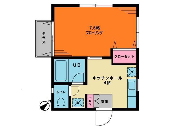 ヒューマンハイツ打越(1K/1階)の間取り写真