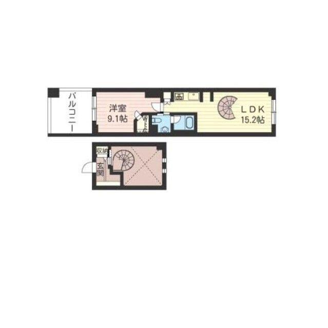 レジデンスシャルマン月島(1LDK/7階)の間取り写真