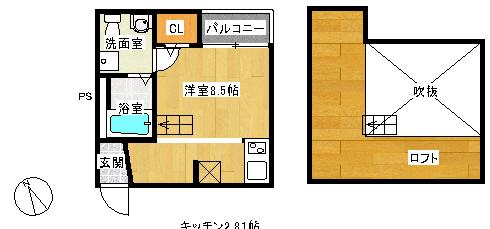 タスク麦野(ワンルーム/2階)の間取り写真