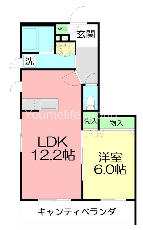 CASA栄(1LDK/3階)の間取り写真
