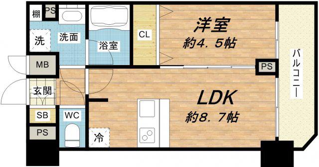 メインステージ大阪ノース MARK(1LDK/11階)の間取り写真