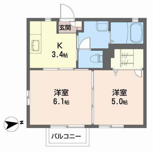 フレッサ南館B(2K/2階)の間取り写真