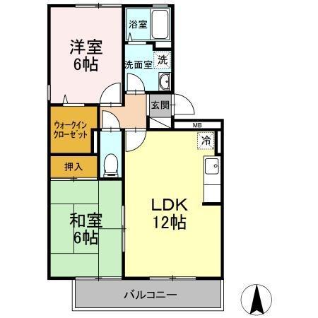 マーサ・リヴェール 1(2LDK/2階)の間取り写真