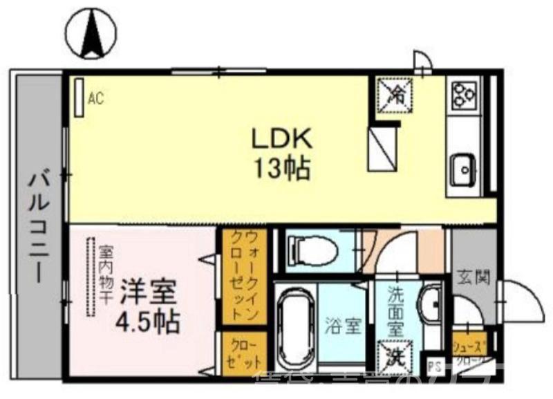 フェリーチェ鳳(1LDK/2階)の間取り写真