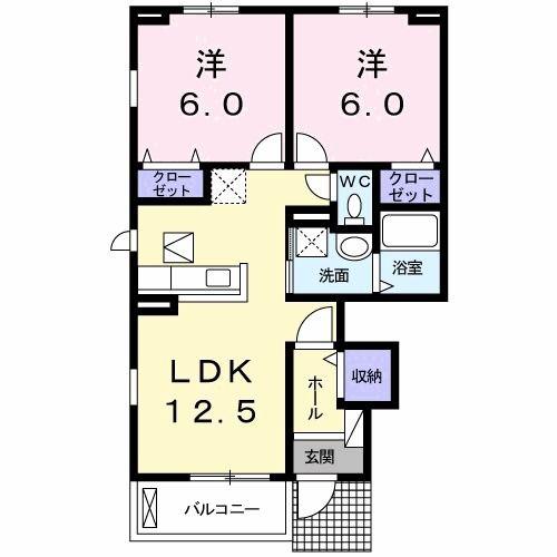 パークアクシス オストA(2LDK/1階)の間取り写真