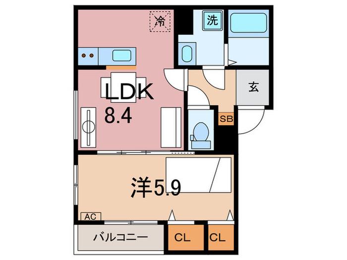 NEVE(1LDK/2階)の間取り写真