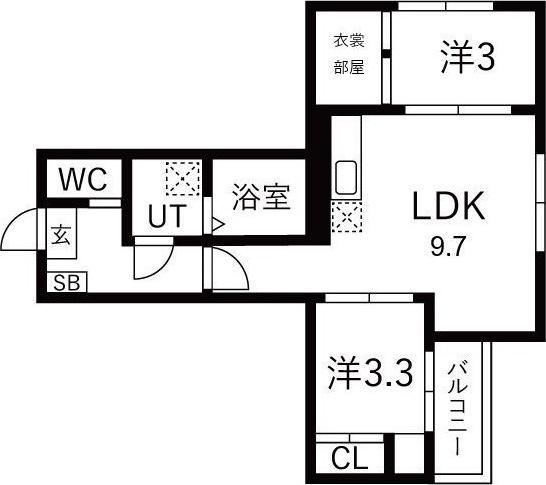 ILUSION新瑞橋(2LDK/3階)の間取り写真
