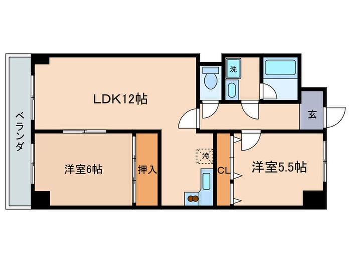 レジデンス南草津(2LDK/1階)の間取り写真