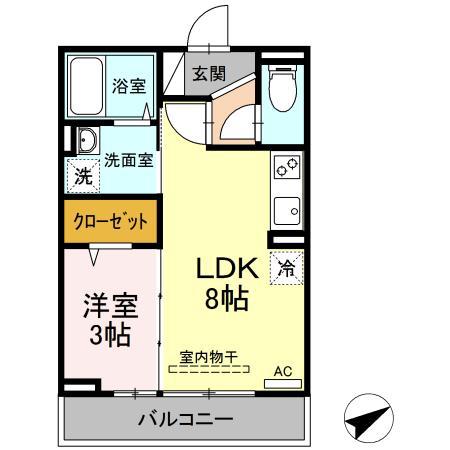 シグネチャー武蔵中原(1LDK/3階)の間取り写真