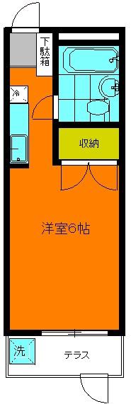 スカイハイツ勝沼(1K/1階)の間取り写真