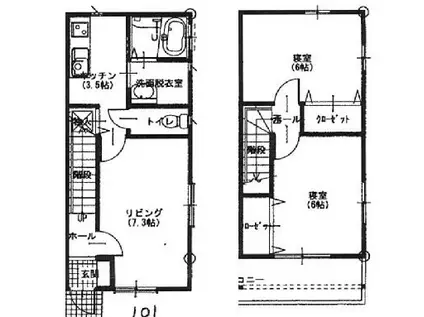ドミール(3K/1階)の間取り写真