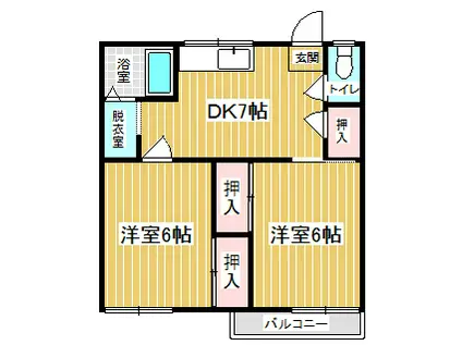 フォーブル中氷鉋 I(2DK/2階)の間取り写真