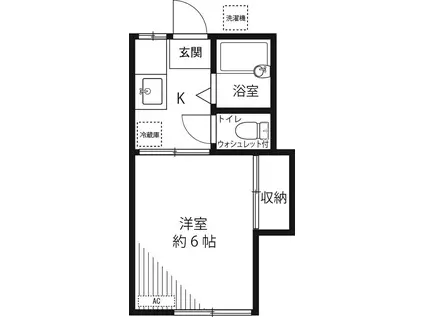 アルファ(1K/1階)の間取り写真