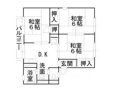 ファミーユE NO.2(3DK/2階)の間取り写真