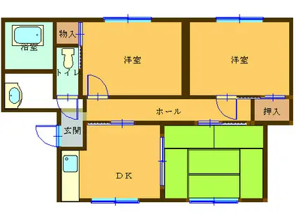 ラフォーレ山川8(2LDK/1階)の間取り写真