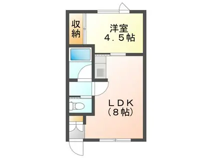 アポロB(1LDK/2階)の間取り写真