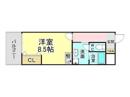 プランドールMK小倉(ワンルーム/6階)の間取り写真