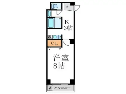 メゾン・ド・カヤモリ(1K/3階)の間取り写真