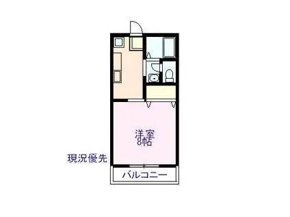ハピネスタカラ(1K/1階)の間取り写真