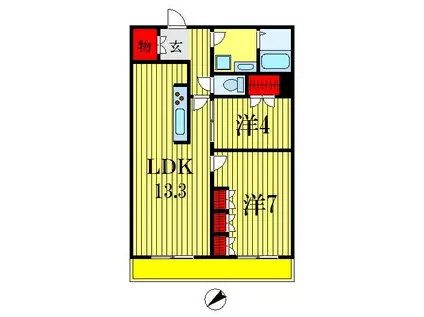 パークアクシス西船橋本郷町(2LDK/10階)の間取り写真