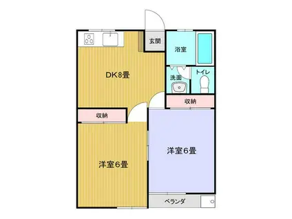 コーポ桂(2DK/1階)の間取り写真