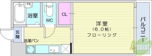 RITMO貝ケ森(1K/1階)の間取り写真