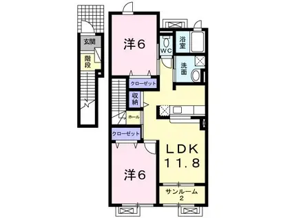 メゾン・みやびE(2LDK/2階)の間取り写真