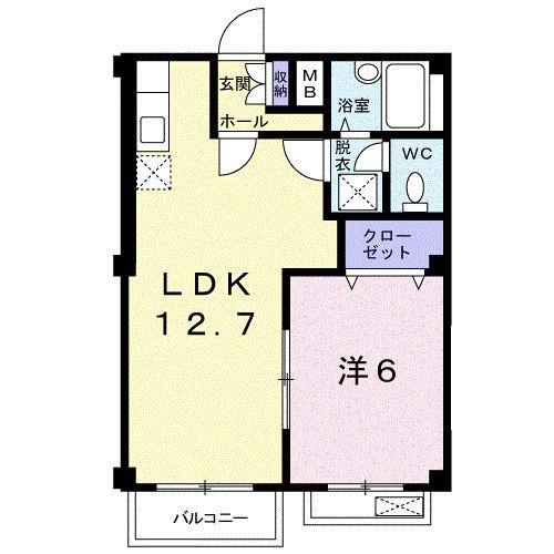 フォレストパークA(1LDK/2階)の間取り写真