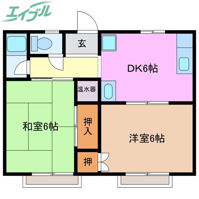 幸石コーポ(2DK/4階)の間取り写真