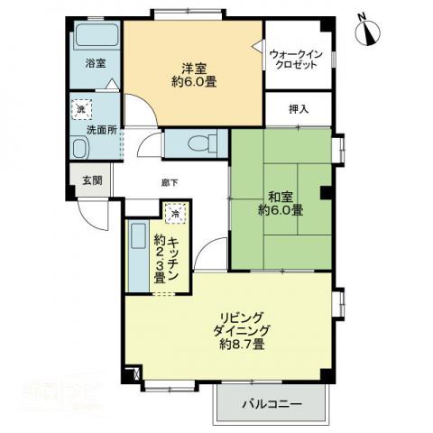 フォブール西須賀(2LDK/1階)の間取り写真