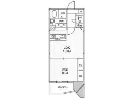 ルクレ阿波座レジデンス(1LDK/9階)の間取り写真