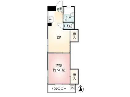 ハミング椿森(1DK/3階)の間取り写真