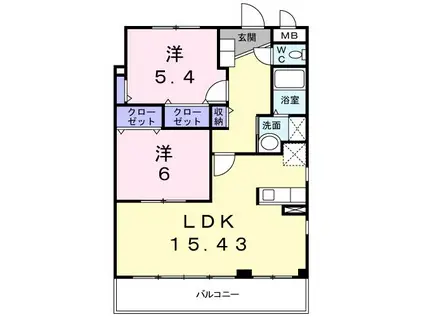 WEALTH CRANE(2LDK/4階)の間取り写真