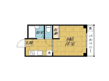 キープロハイツ(1K/3階)の間取り写真