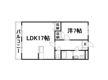 ヴィーブル野口(1LDK/2階)の間取り写真
