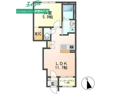 グランディール六番館(1LDK/1階)の間取り写真