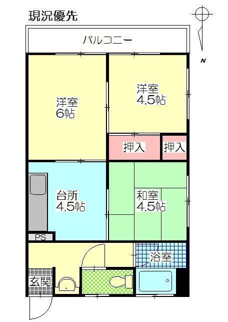 山の手ビル(3K/4階)の間取り写真