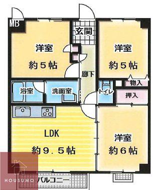 サン豊中(3LDK/4階)の間取り写真
