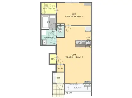 サムズエクセール(1LDK/1階)の間取り写真