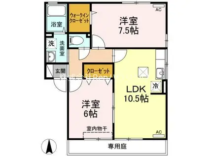 シャトーショコラ(2LDK/2階)の間取り写真