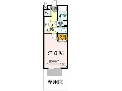 MORIMAWARI ウエスト(1K/1階)の間取り写真