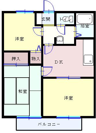 オークハイツ(3DK/1階)の間取り写真