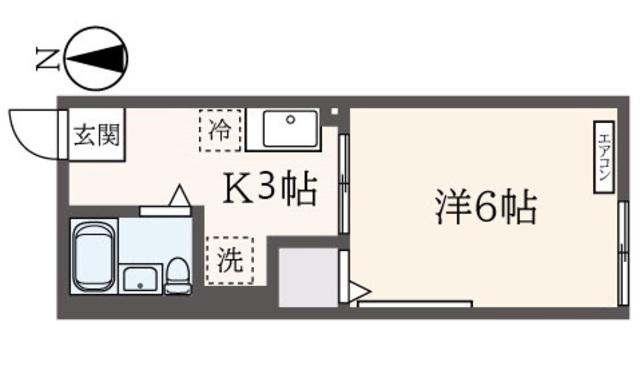 シティハイムヒロセ B(1K/1階)の間取り写真