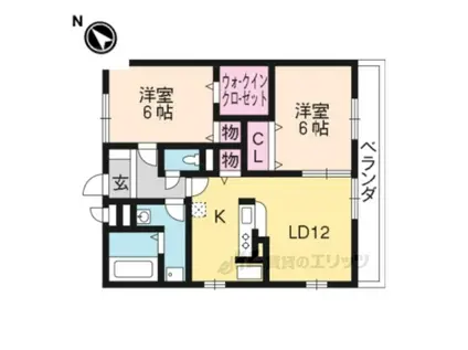 REED OTTS Ⅱ棟(2LDK/3階)の間取り写真